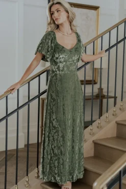 Baltic Born Everley Velvet Maxi Dress | Dark Sage