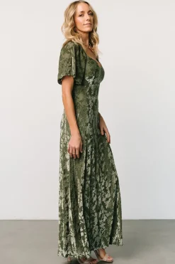 Baltic Born Everley Velvet Maxi Dress | Dark Sage