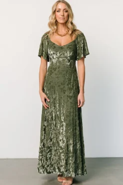 Baltic Born Everley Velvet Maxi Dress | Dark Sage
