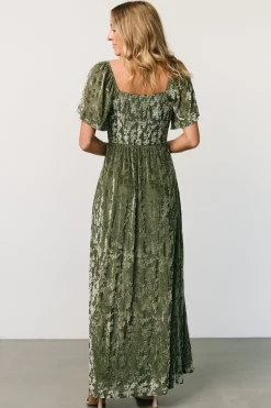 Baltic Born Everley Velvet Maxi Dress | Dark Sage