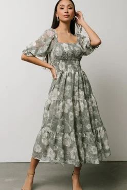 Baltic Born Fabian Jacquard Midi Dress | Dusty Sage