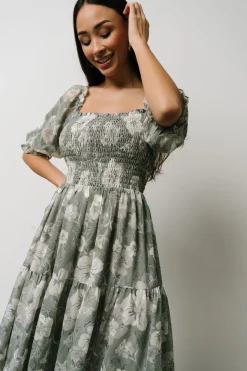 Baltic Born Fabian Jacquard Midi Dress | Dusty Sage