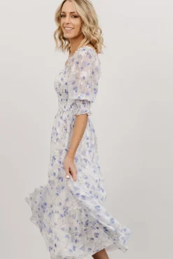 Baltic Born Fabian Jacquard Midi Dress | Blue Floral