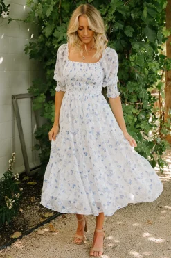 Baltic Born Fabian Jacquard Midi Dress | Blue Floral