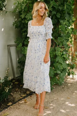 Baltic Born Fabian Jacquard Midi Dress | Blue Floral