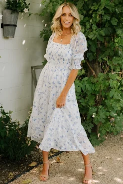 Baltic Born Fabian Jacquard Midi Dress | Blue Floral