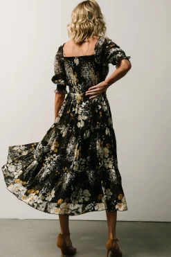 Baltic Born Fabian Jacquard Midi Dress | Black Floral