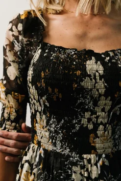 Baltic Born Fabian Jacquard Midi Dress | Black Floral