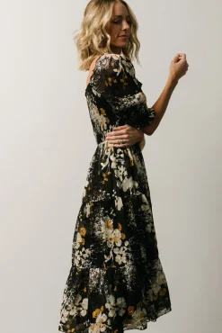 Baltic Born Fabian Jacquard Midi Dress | Black Floral