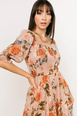 Baltic Born Fabian Jacquard Midi Dress | Dusty Mauve Multi