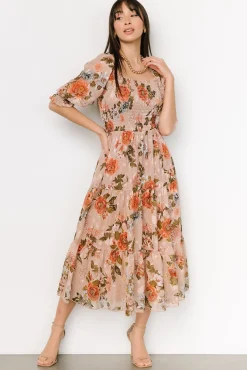 Baltic Born Fabian Jacquard Midi Dress | Dusty Mauve Multi