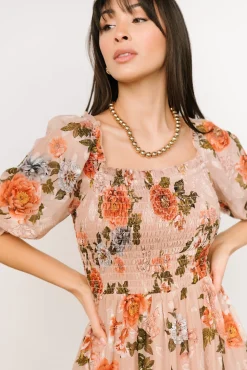 Baltic Born Fabian Jacquard Midi Dress | Dusty Mauve Multi