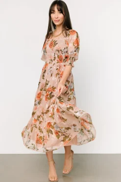 Baltic Born Fabian Jacquard Midi Dress | Dusty Mauve Multi