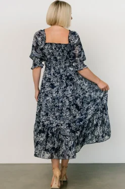 Baltic Born Fabian Jacquard Midi Dress | Indigo Print