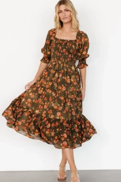 Baltic Born Fabian Jacquard Midi Dress | Olive Floral