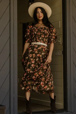 Baltic Born Fabian Jacquard Midi Dress | Olive Floral
