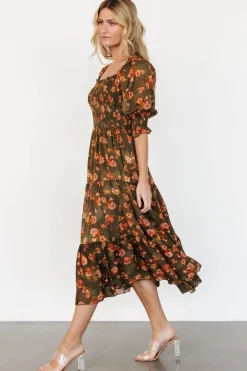 Baltic Born Fabian Jacquard Midi Dress | Olive Floral