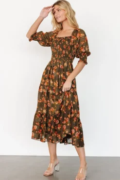Baltic Born Fabian Jacquard Midi Dress | Olive Floral