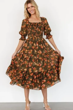 Baltic Born Fabian Jacquard Midi Dress | Olive Floral