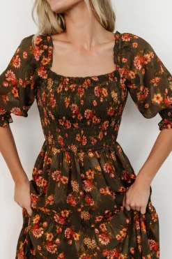 Baltic Born Fabian Jacquard Midi Dress | Olive Floral
