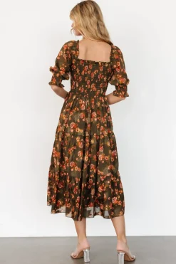 Baltic Born Fabian Jacquard Midi Dress | Olive Floral