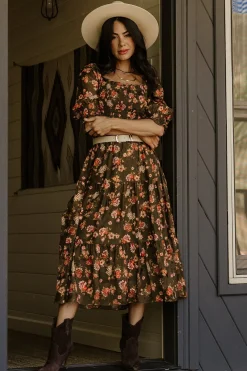 Baltic Born Fabian Jacquard Midi Dress | Olive Floral