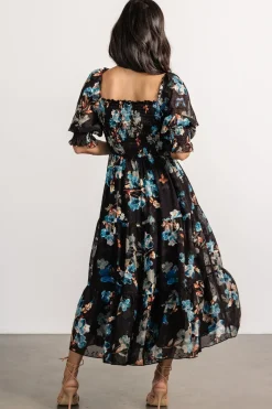 Baltic Born Fabian Jacquard Midi Dress | Black + Blue Multi