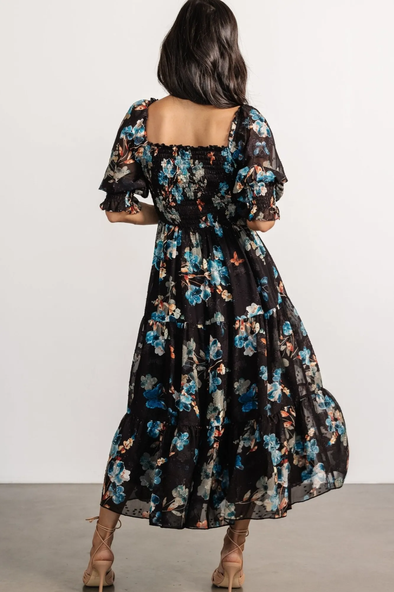 Baltic Born Fabian Jacquard Midi Dress | Black + Blue Multi