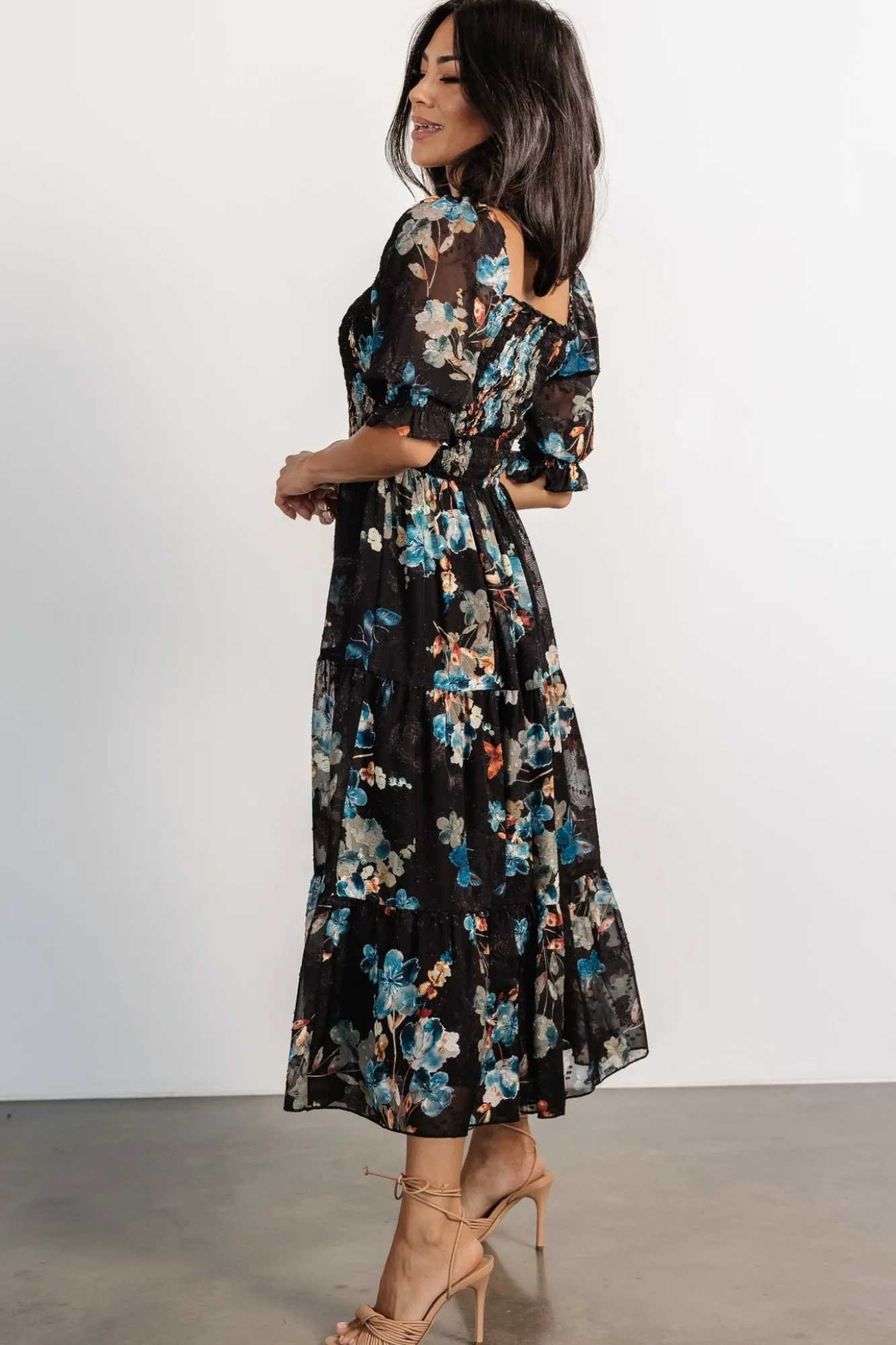 Baltic Born Fabian Jacquard Midi Dress | Black + Blue Multi