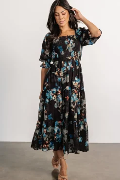 Baltic Born Fabian Jacquard Midi Dress | Black + Blue Multi