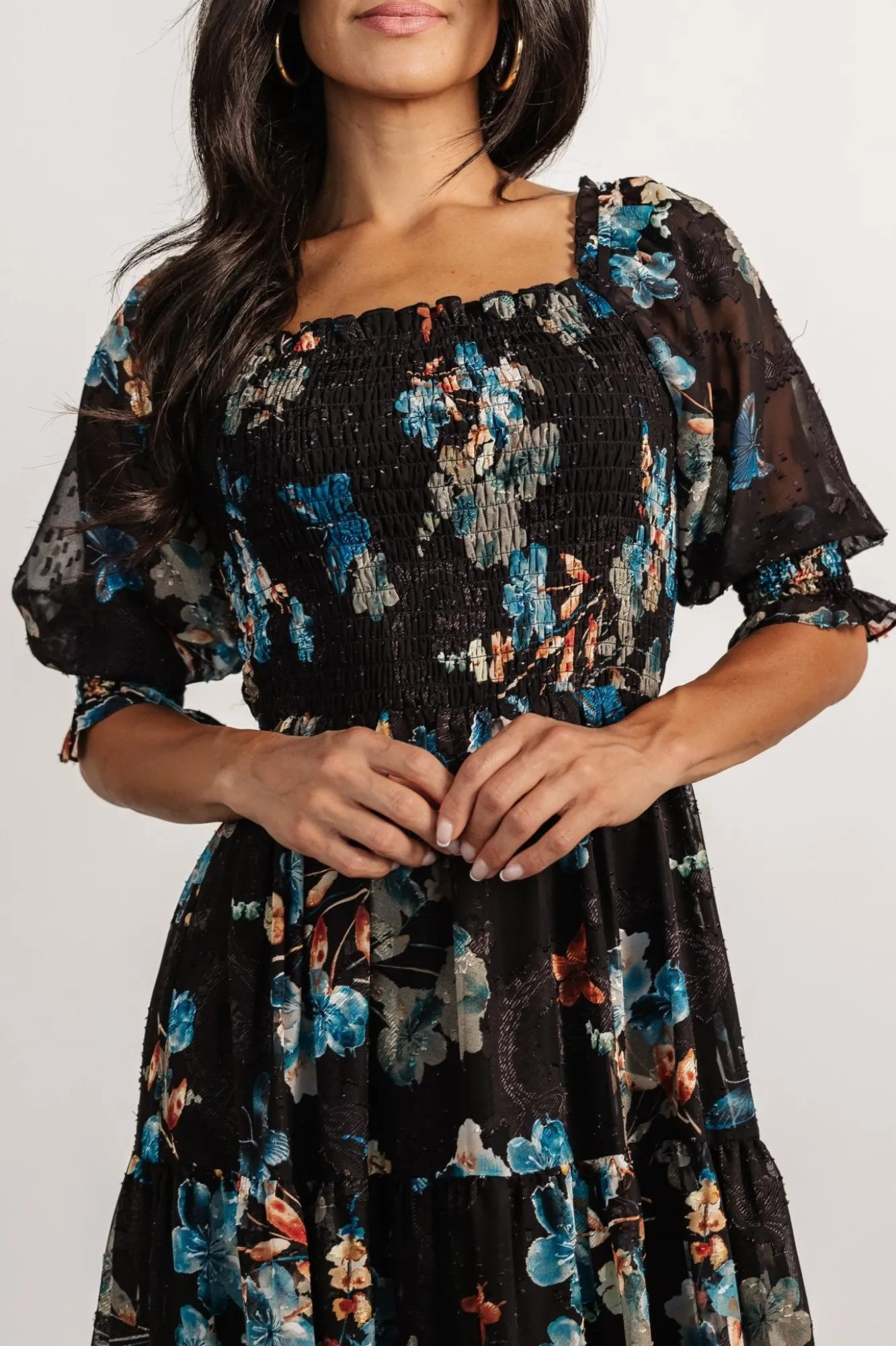 Baltic Born Fabian Jacquard Midi Dress | Black + Blue Multi