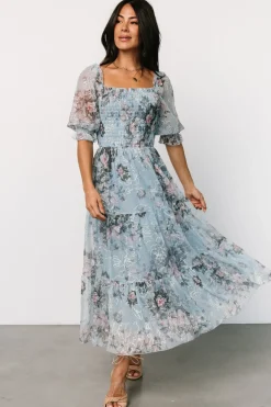 Baltic Born Fabian Jacquard Midi Dress | Light Blue Multi