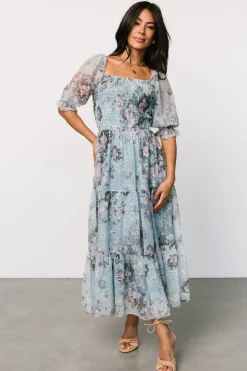 Baltic Born Fabian Jacquard Midi Dress | Light Blue Multi
