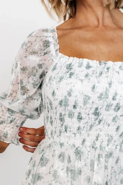 Baltic Born Fabian Jacquard Midi Dress | Off White + Sage Floral