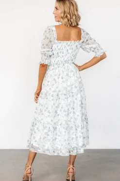 Baltic Born Fabian Jacquard Midi Dress | Off White + Sage Floral