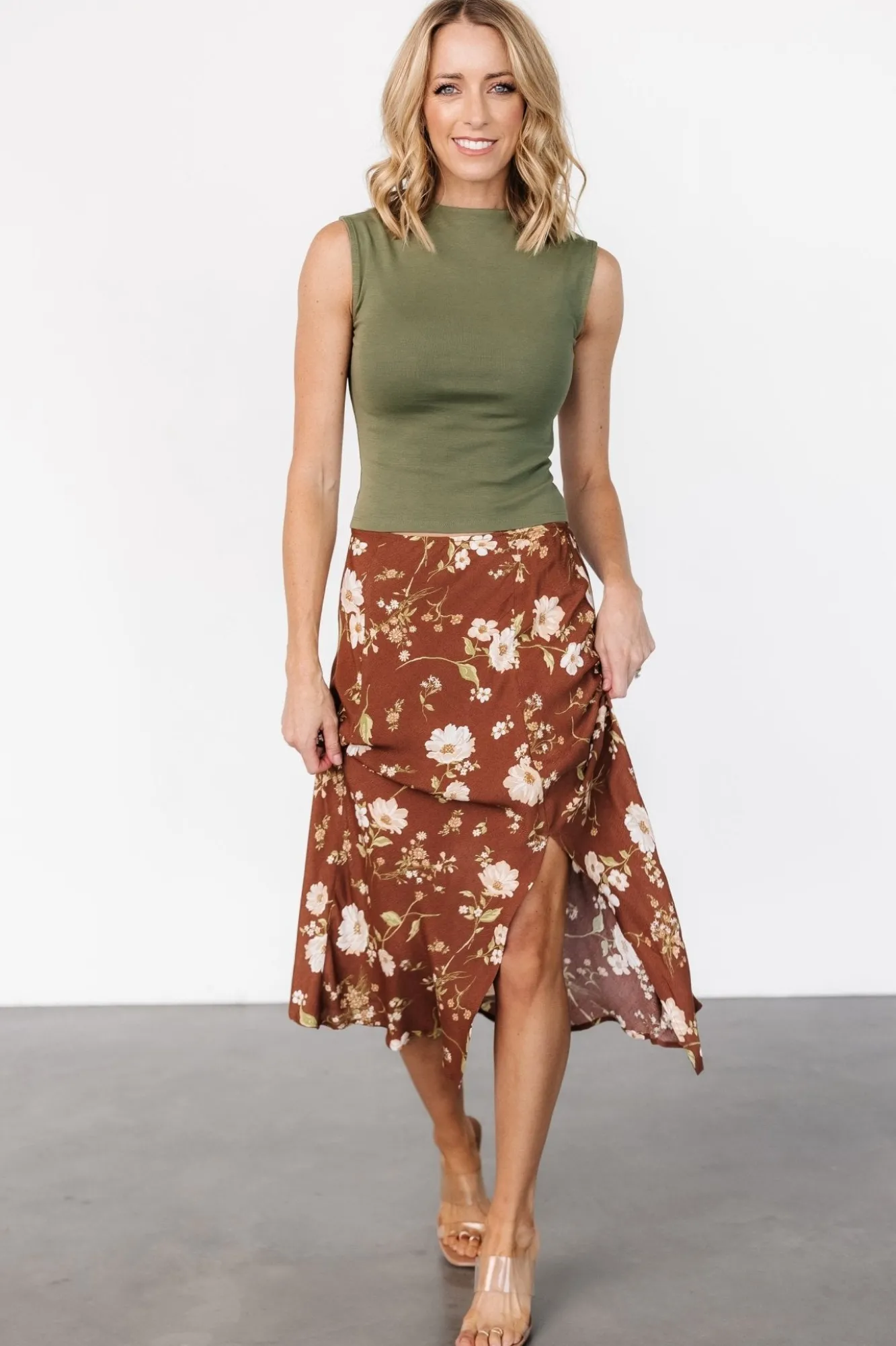 Baltic Born Fairchild Skirt | Brown Floral