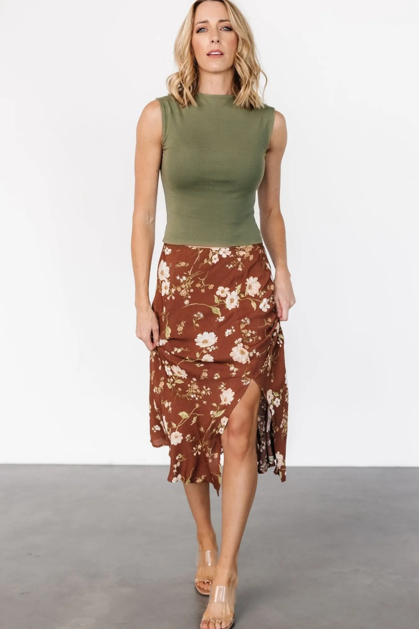 Baltic Born Fairchild Skirt | Brown Floral