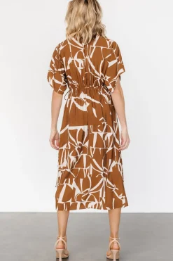 Baltic Born Fantino Faux Wrap Dress | Brown Print