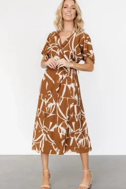 Baltic Born Fantino Faux Wrap Dress | Brown Print