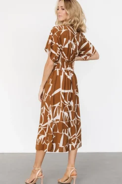 Baltic Born Fantino Faux Wrap Dress | Brown Print