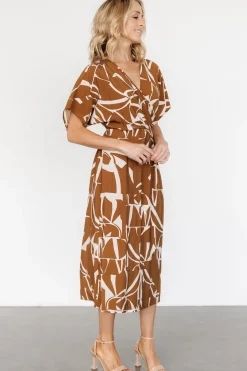Baltic Born Fantino Faux Wrap Dress | Brown Print
