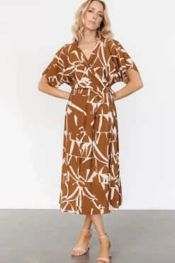 Baltic Born Fantino Faux Wrap Dress | Brown Print
