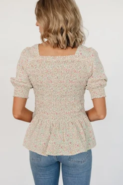 Baltic Born Felice Smocked Top | Cream Print