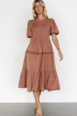 Baltic Born Finley Smocked Midi Dress | Light Copper