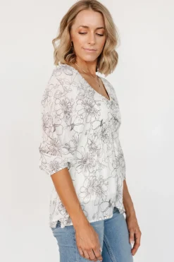 Baltic Born Florian Smocked Top | Ivory Print