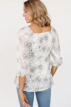 Baltic Born Florian Smocked Top | Ivory Print