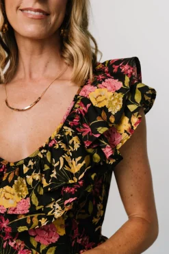 Baltic Born Francesca Tiered Maxi Dress | Black Floral
