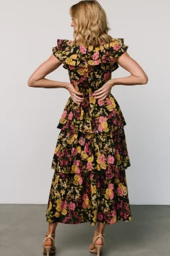 Baltic Born Francesca Tiered Maxi Dress | Black Floral