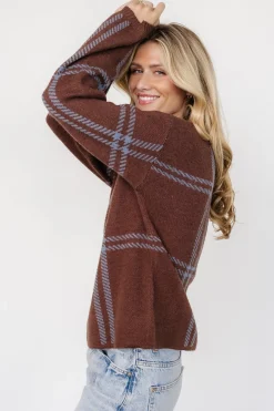 Baltic Born Francie Sweater | Brown + Blue Plaid