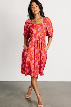 Baltic Born Gabbie Short Dress | Red Multi Floral